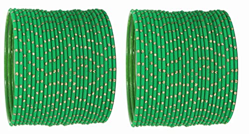 Image of NMII Glossy Metal Bangle Set for Women & Girls on Wedding (Green-2.6)