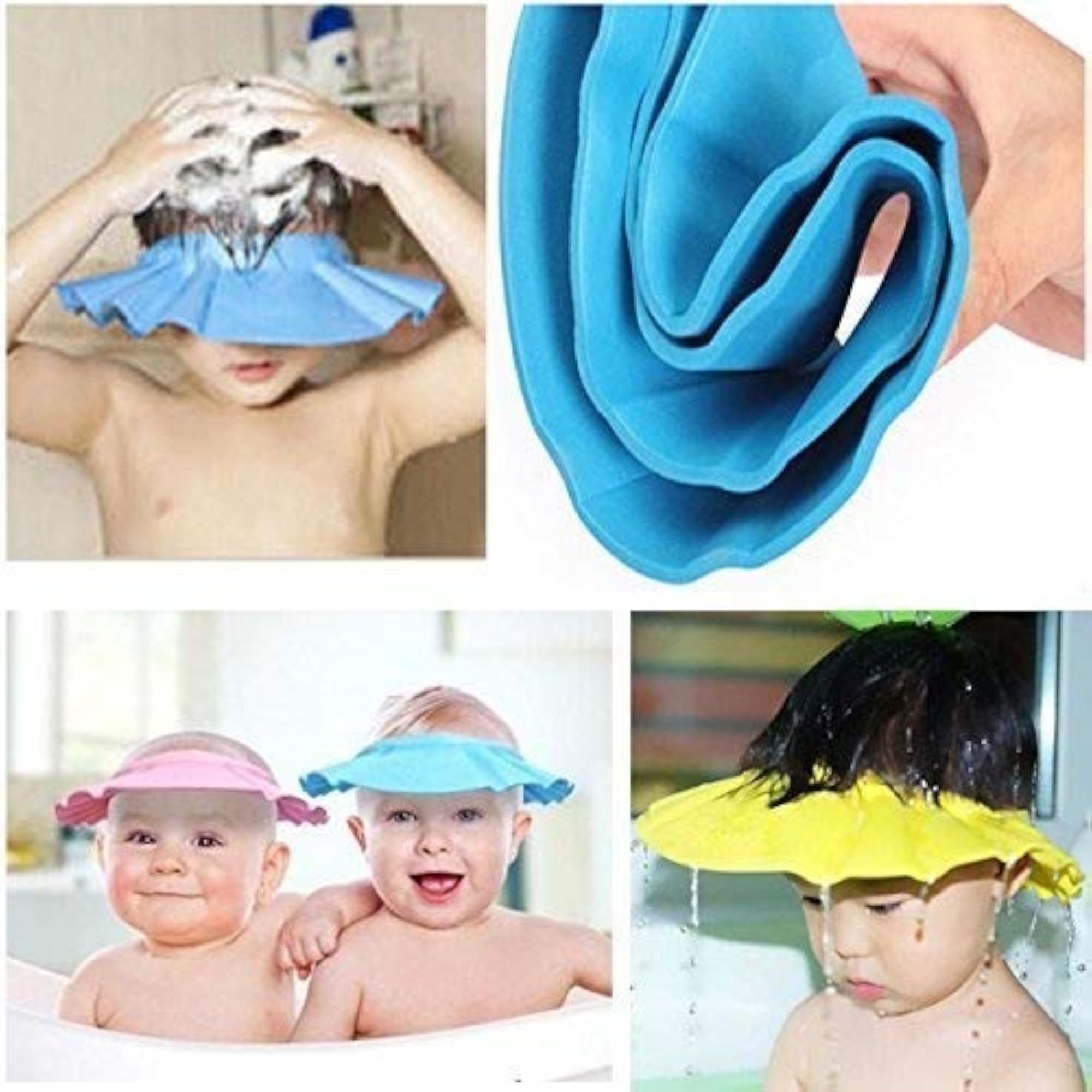 Soft Adjustable Visor Hat Shampoo Bath Cap, Multi Color