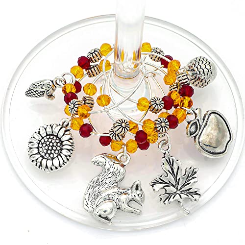 Fall Thanksgiving Wine Glass Charms, Harvest Charms include