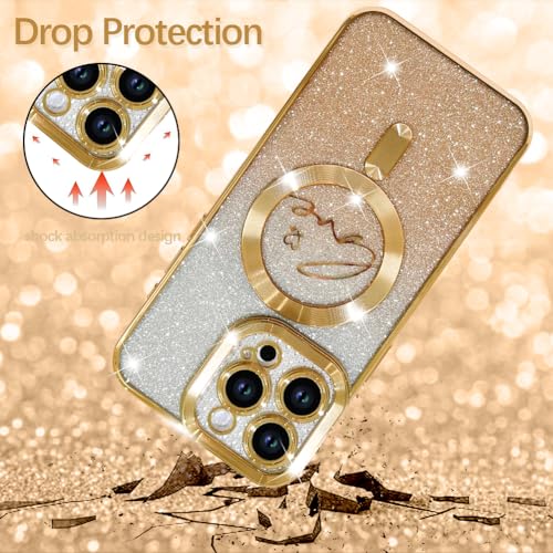 Image of ZIYE Magnetic Case Designed for iPhone 14 Pro Max Glitter Case-Gold