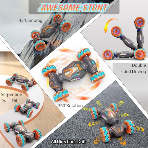 Image of Nicella Remote Control Car, RC Cars for Boys, Gesture Stunt with Light & Music, 4WD, 360 Rotating, 2.4Ghz Remote Control Car Toys, Birthday Gift for Kids Age 6+ (Grey)