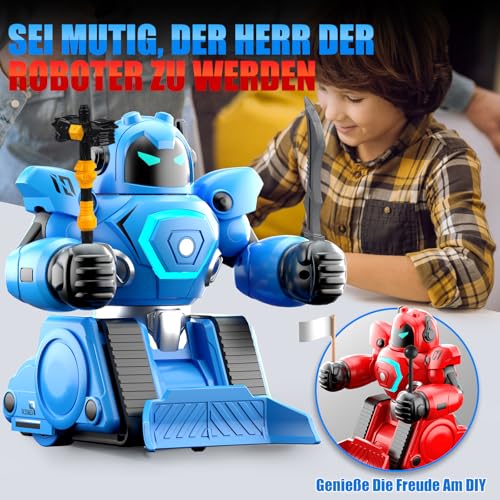 Herenear Ferngesteuerte Roboter Kampf, 2 Stück RC Kampfroboter Spielzeug mit LED Licht und Musik, Ferngesteuertes Fußball Box Roboter, Geschenke für Jungen Mädchen