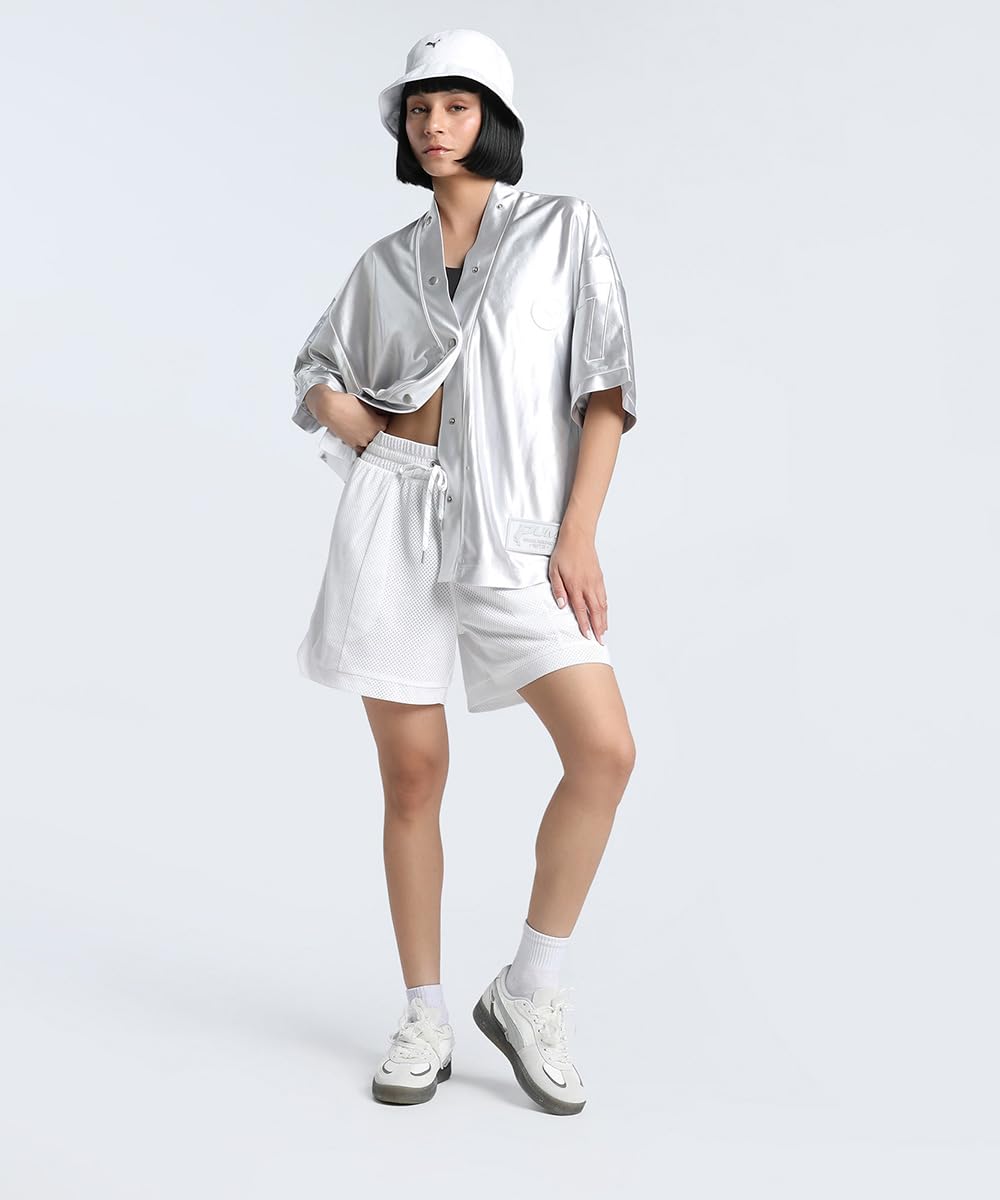 PUMA Women, Jer-She Baseball Jersey, Feather Gray, L, (63079901) 3