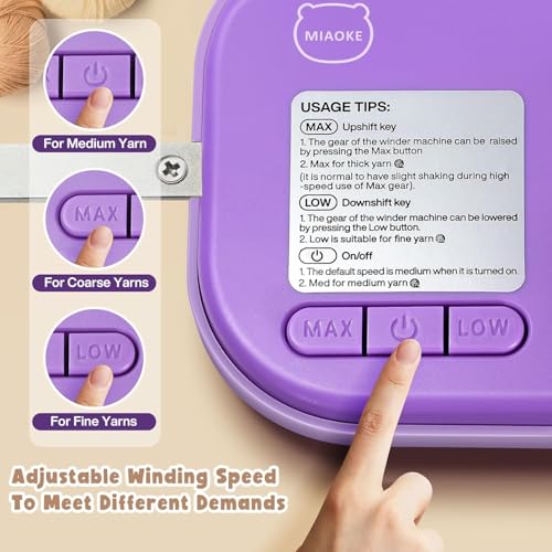 Image of MIAOKE Electric Yarn Ball Winder, High Speed Three Gears Adjustable 4-10oz Large Automatic Winder for Crocheting, Convenient and Easy to Use, Good Helper for Knitting Enthusiast-Charm Purple