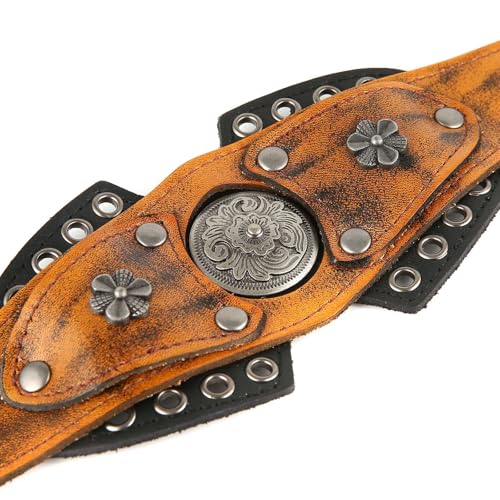 HZMAN Leather Bracelets Retro Men's Leather Cuff Bracelet Adjustable Wide Wristband Bracelet Jewelry Gift4