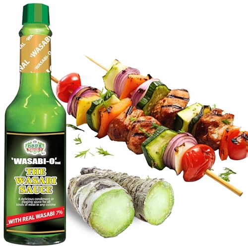 WASABI-O Wasabi Sauce With Wasabi Premium, Wasabi Hot Sauce For Sushi, Sour Sauce, Roast Beef, Roasted Veggies & More,Wasabi peas, Vegan, Vegetarian, Gluten-Free, 62g