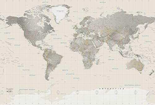 Neutral Colors World Wall Map Poster - Large 62x42 Inch - Fully Laminated Map of The World