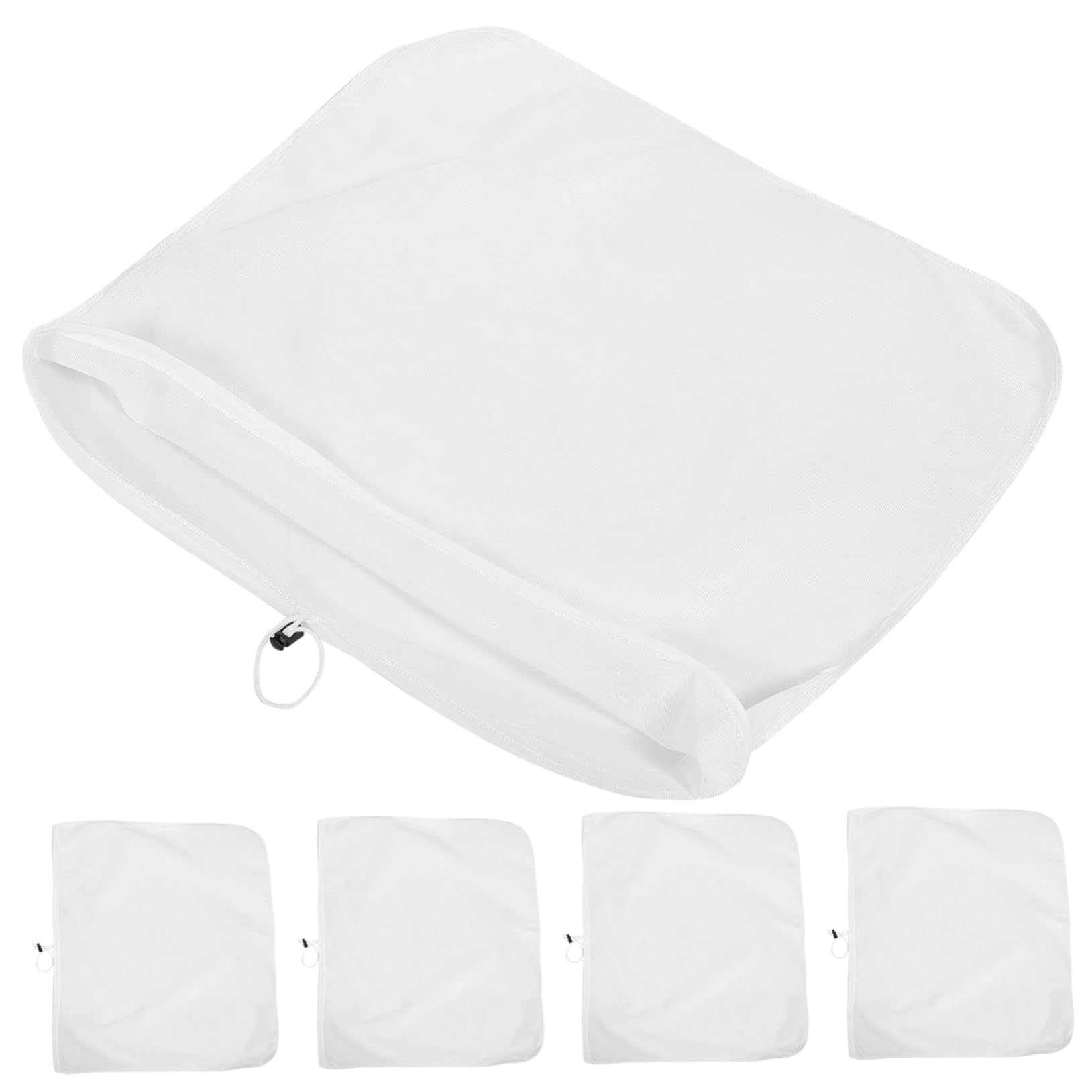 SOLUSTRE 5pcs Brew Bag Drawstring Brewing Beer Making Kits Home Brew Strainer Mesh Sifter Bags Filter Fine Small Reusable Nut Bag Cheesecloth for Straining Nut Milk Bag Polyester White