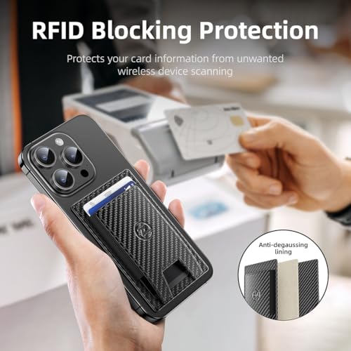 Wallet for Men, 2 In 1 Slim Pop Up Card Holder,RFID Blocking Minimalist Smart Magnetic Wallet for iphone 15/14/13 Pro/ProMax (Carbon Fiber Black)4