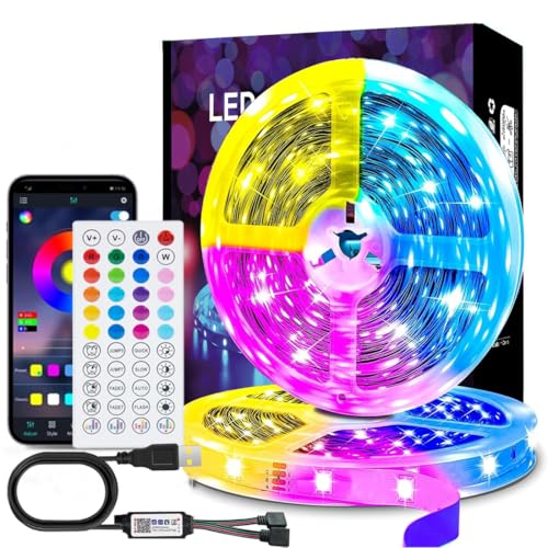 Liwqolx Led Strip Lights 30M (2 Rolls of 15M) Music Sync RGB Bluetooth Color Changing Flexible LED Light Strips,with Smart App Control Remote for Bedroom Party Birthday Home Room Decor