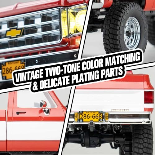 Image of FCX18 FMS 1 /18 Chevrolet K10 RC Truck, Officially Licensed 4WD RC Crawler 2 Speeds Switch with LED Lights, Off-Road RC Model for Adults (Red)