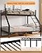 Mixcous Twin XL Over Queen Bunk Bed, Heavy Duty Bunk Bed with EVA Padded Ladder and Full-Length Guardrails, Metal Queen Bed Frame with Slats Support for Adults, Teens, Kids, Black