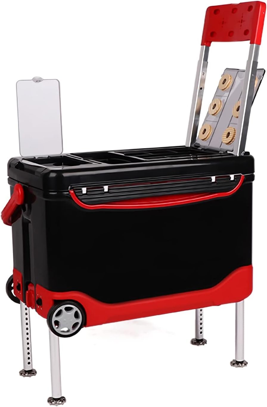 HASMI Bait Bucket Fishing Bucket Large Thickened Keep Fresh Can Sit Cooler Box Multi-Function with Wheels Foldable Backrest and Adjustable Leg Minnow Bucket (Size : 30L-White)