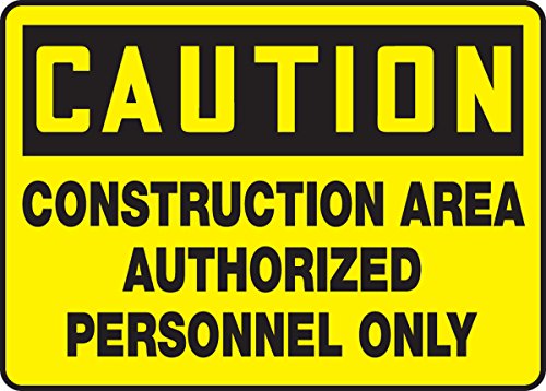 Panneau caution construction area adhésif haute visibilité jaune et noir