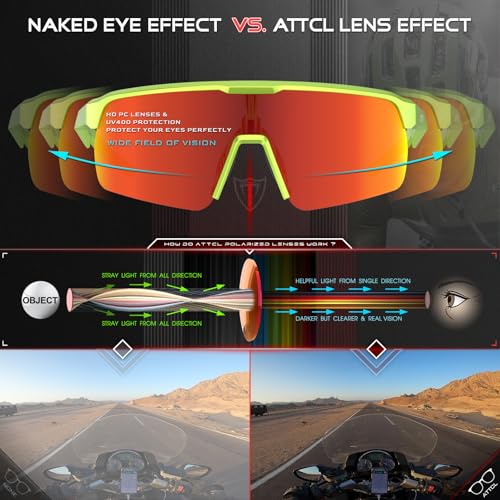 Image of ATTCL Sports Sunglasses for Men Women: UV400 Protection Running Sunglasses Wrap Around Glasses for Cycling Baseball Fishing