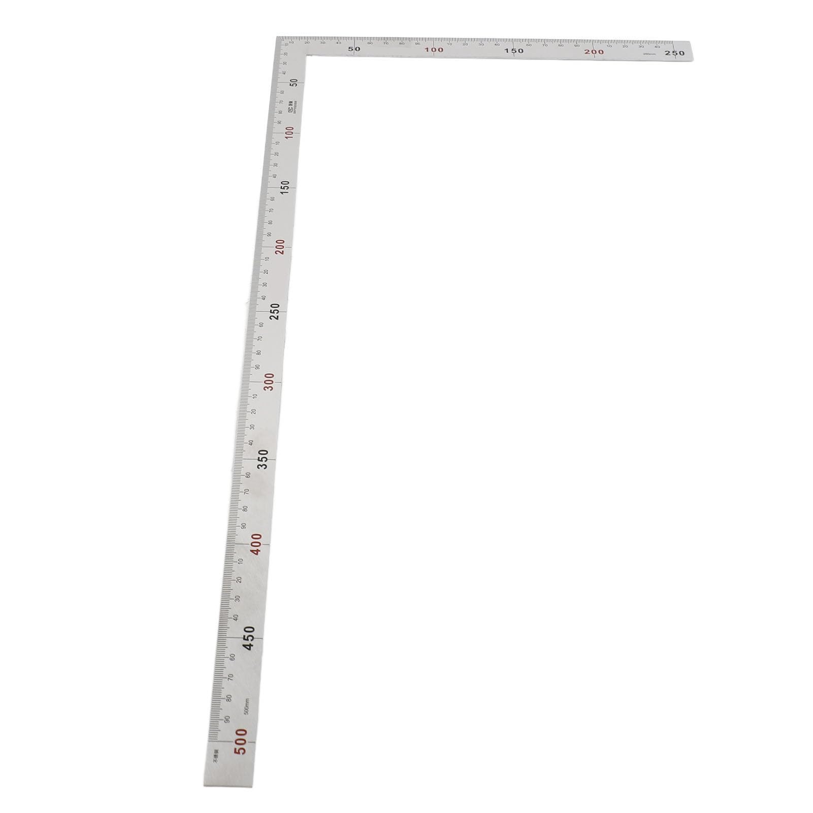Oumefar Kadrowanie Kwadrat, Stal Nierdzewna 90 Stopni Linijka Kątowa Pomiar Kwadratowe Narzędzie Stolarz Kwadratowy, Metalowy Kształt Litery L Kwadratowa Linijka(500mm*250mm)