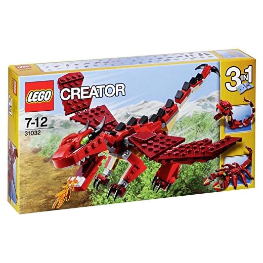 LEGO 31102 Creator 3-in-1 Feuerdrache, Feuerdrache - Säbelzahntiger - Skorpion Bauset 5 LEGO Creator 31032 - Kreaturen, rot