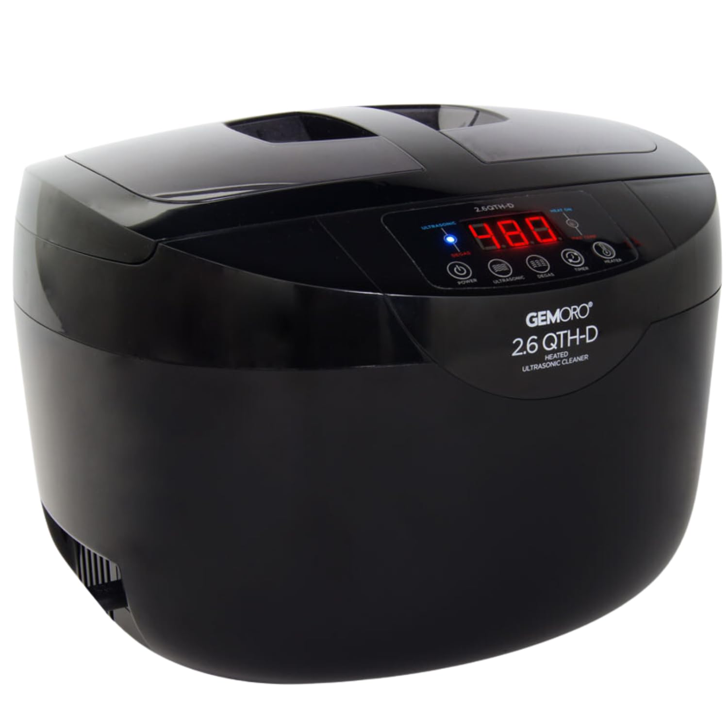 GemOro 2.6-Quart Ultrasonic Machine | Heated Jewelry Cleaner with Digital Timer | Durable Performance Machine with Digital Degassing for Rings Watches Glasses Earrings (1787-D)