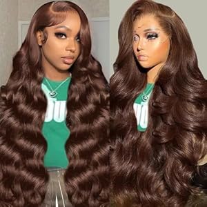 28 Inch Chocolate Brown Human Hair Wig 13×6 Body Wave Lace Front Wigs Human Hair 180 Density #4 Colored Brown Glueless Wig HD Lace Frontal Wigs for Women