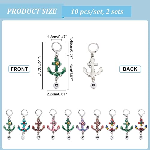 NBEADS 20 Pcs Anchor Stitch Markers, Number Beads Alloy Crochet Stitch Marker Charms - Image 2