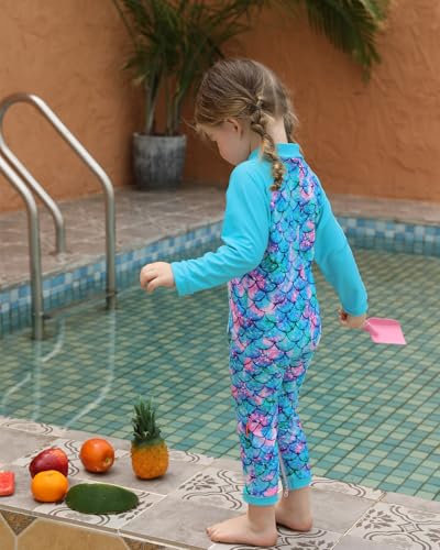 Image of weVSwe Baby Girl Toddler UPF 50+ Rash Guard Swimsuit Sun Protection Beachwear Zipper Bathing Suit 0-3 Years