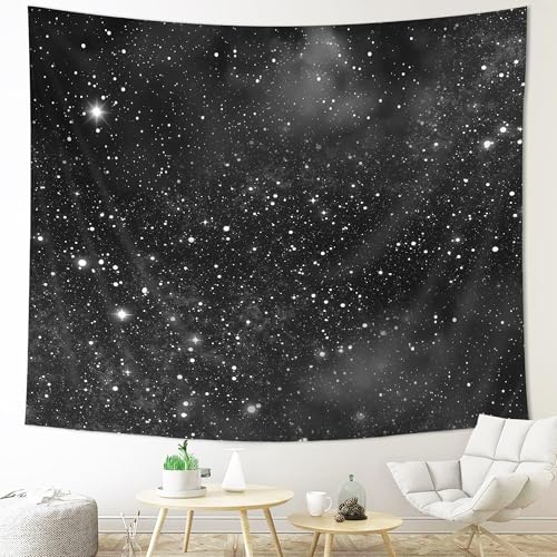 Imirell Night Sky Stars Tapestry 78Wx59H Inches Black Starry Shining Galaxy Universe Space Cosmic Fantasy Texture for Women Men Art Hanging Bedroom Living Room Dorm Wall Blankets Home Decor Fabric