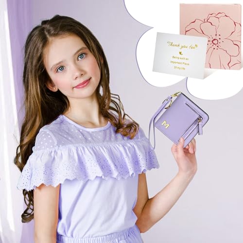 Image of COSHAYSOO Initial RFID Wallet Small Purple for Teen Girls Personalized Valentines Day Birthday Gifts, 10 11 12 13 14 15 16 17 18 Year Old College Teenage Girls Wallets Fashion Monogrammed Letter N