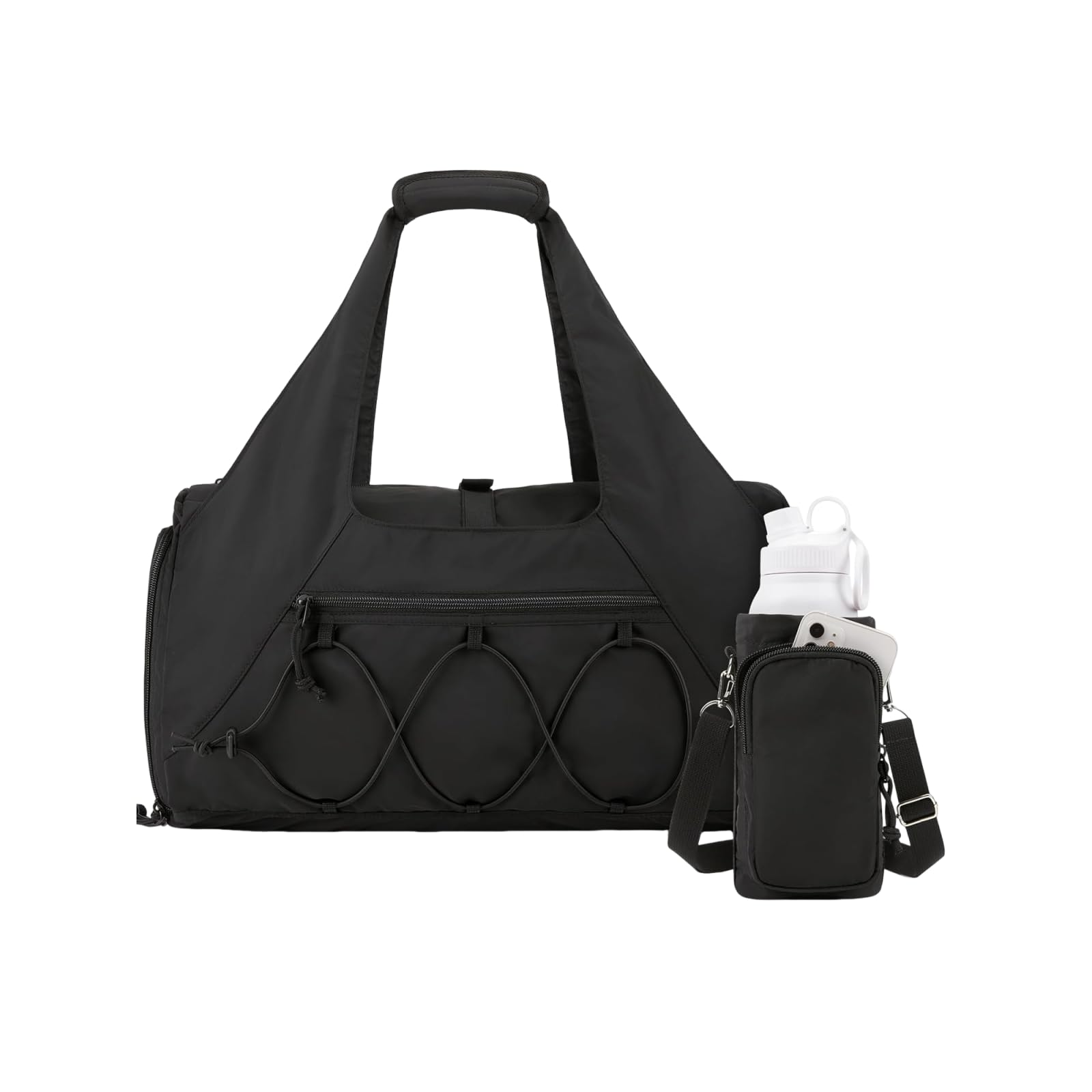 Gym Sports Bag for Women, 35L Lightweight Travel Bag, Sports Gym Bag with Shoes Compartment & Water Bottle Pouch, Yoga Gym Tote, Overnight Hospital Bag (Black)