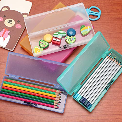 Btsky 5 Pack Colorful Plastic Pencil Box Sketch Pencil Case Plastic Stationery Case With Snap Closure For Pencils, Pens, Drill Bits, Office Supplies #TOP2