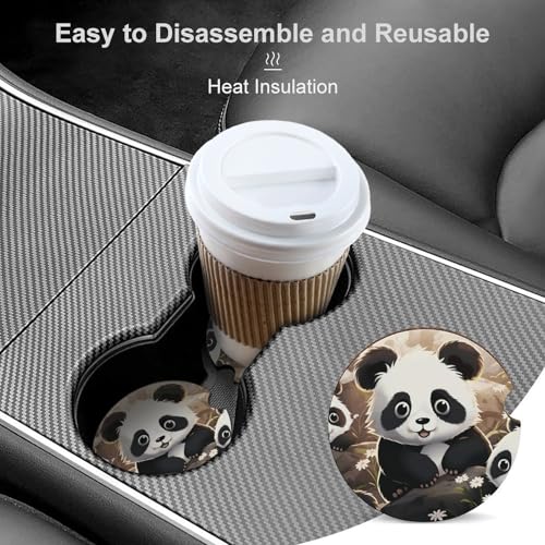 Portavasos Para Auto Decorativo Panda 2.6 Pulgadas 2 Pzas miniatura 4