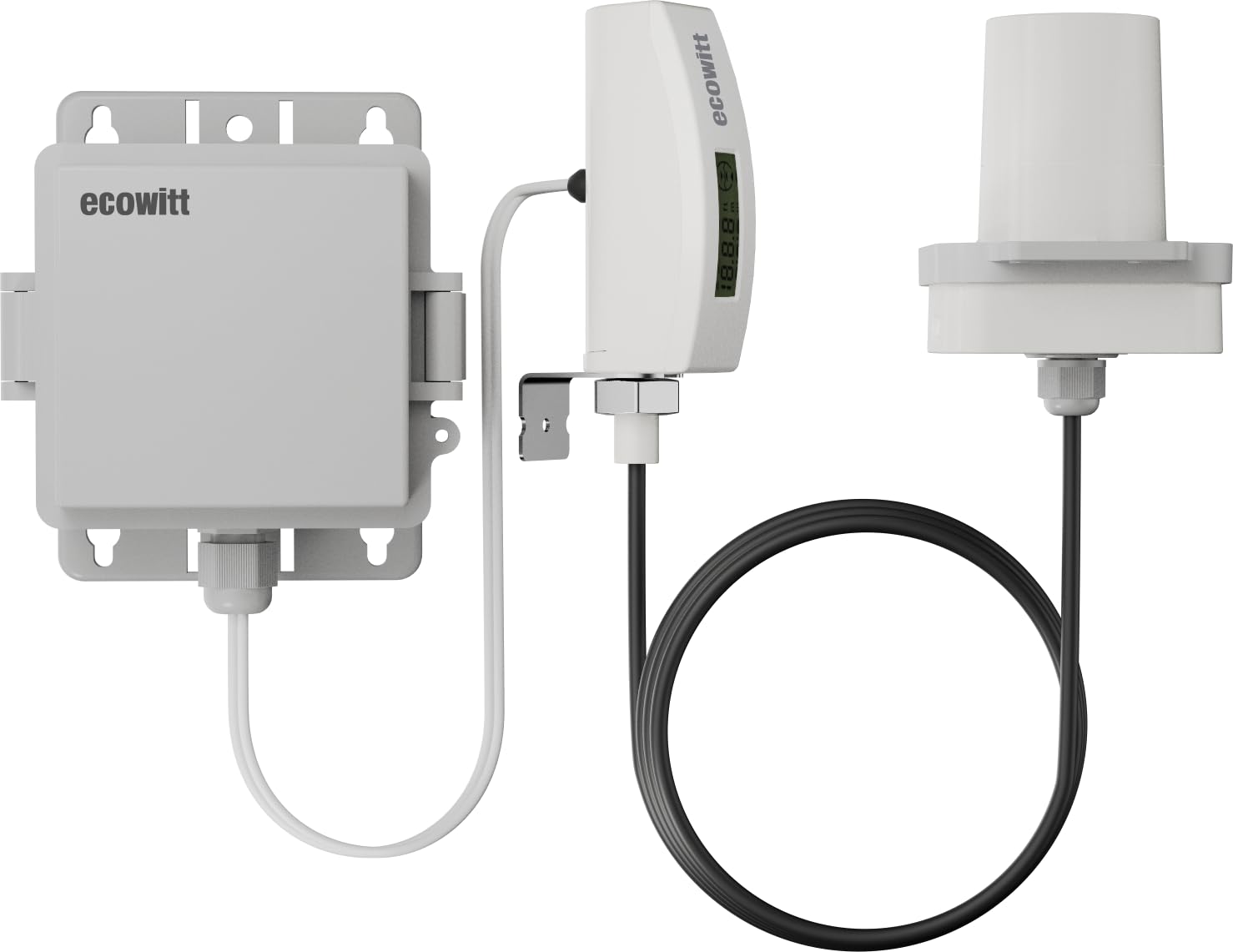 ECOWITT LDS01 Misuratore di distanza laser, dispositivo di misura laser da 4 m con cavo da 1,5 m, strumento di misura laser da esterno per livello dell'acqua/neve/profondità dell'olio con display LCD
