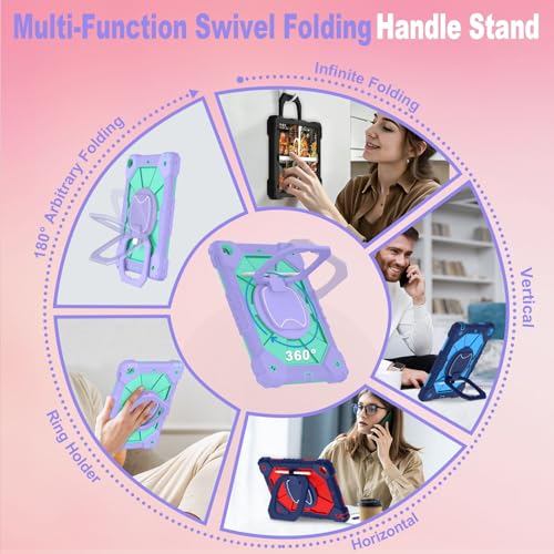 Image of WESOROL Case for iPad 9th /8th /7th Generation 10.2 Inch iPad 9th Generation Case with Screen Protector Rotating Stand Pencil Holder Heavy Duty Shockproof Cover for 9th Gen iPad Case,Purple Green