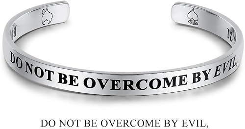 Miniatura 2 de UNY Joyería cita inspiradora No te dejes vencer por el mal, sino superar el mal con el bien - Romanos 1221, 8,5 pulgadas, Metal