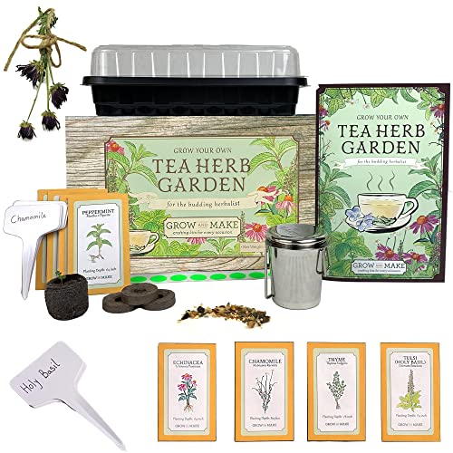 DIY Tea Herb Garden Kit - Learn The Basics of Herbalism and Make Homemade Tea by Cultivating 5 Herbs from Seed