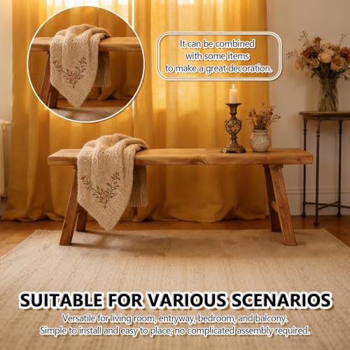 DSEWTEZXI Banco rústico para los pies de la Cama, Banco de Madera para la Entrada Interior, Madera rústico Estrecho para el Comedor.(50cm) - imagen 5