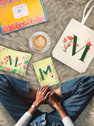 Image of DOODLE Monogram M Diary Gift Set - B6 Soft Bound Ruled Notebook with Tote Bag & Zipper Pouch - Premium Stationery Gift Set for Women & Girls | Perfect Personalised Gift Set for Women's Day