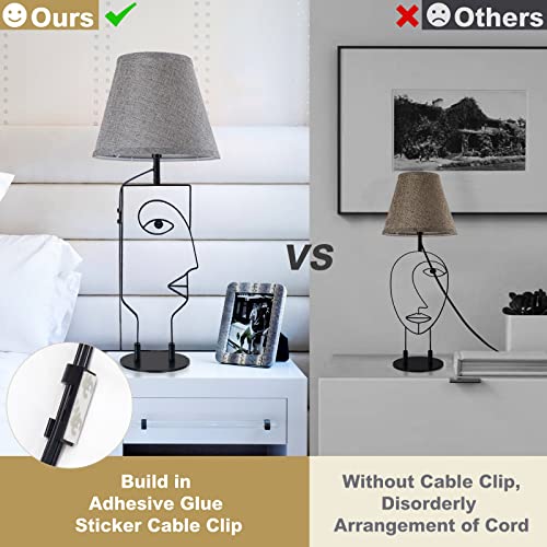 Table Lamps For Bedroom Set Of 2, Black Bedside Nightstand Lamps, Farmhouse Reading Desk Lamp With Gray Fabric Shades, Living Room Art Light, Mid Century Modern End Table Lamp For Kids, 2 Packs #TOP4