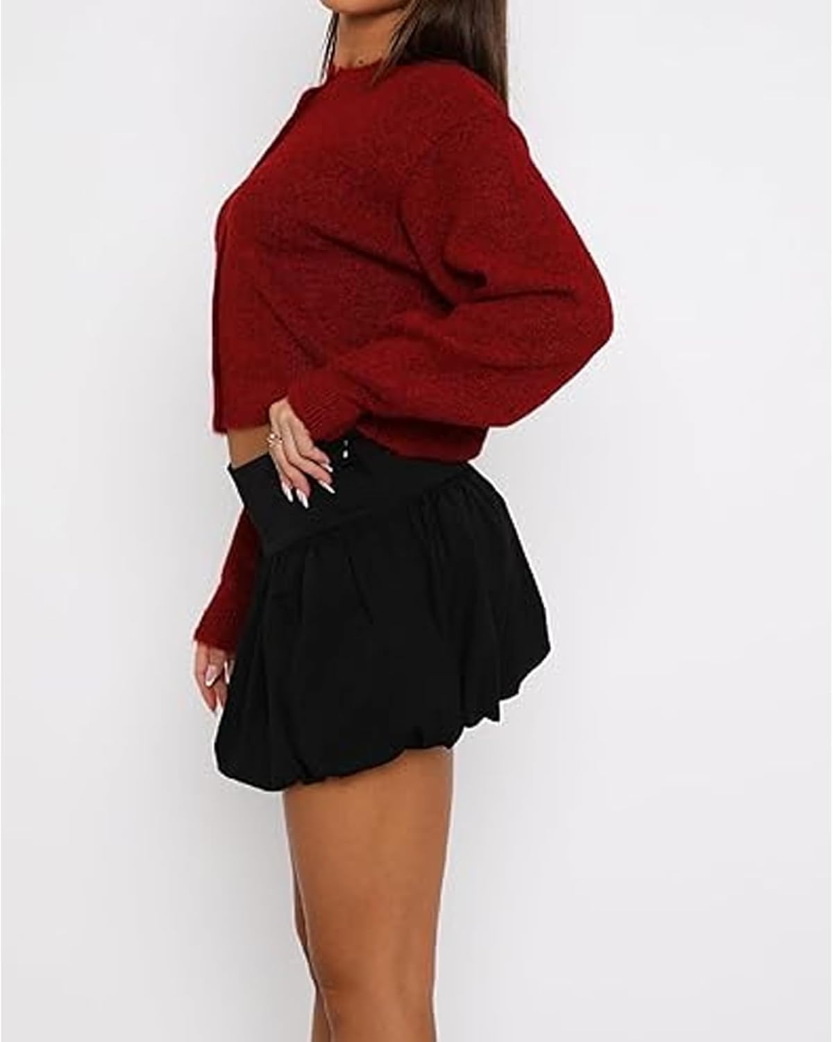 Womens Y2K Cardigan Sweaters Long Sleeve Open Front Button Down Crop Sweater Solid Knit Pullover Fall Outfits Tops - Image 4