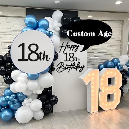 Image of Happy Birthday with 0-9 Numbers Sign for Backdrop - Felt Custom Age Happy Birthday Decal for Balloon Arch Birthday Decorations Baby Shower - Black