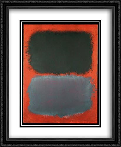 Untitled (Gray, Gray on Red) 2X Matted 28x34 Large Black Ornate Framed Art Print by Mark Rothko