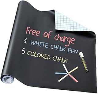 Chalkboard Paper - 1 Roll Vinyl Blackboard Wall Chalk Bord Sticker, Giveaway of Free: 5 Colored Chalk & 1 Erasable White Chalk Marker - 17.5" x 78.7"