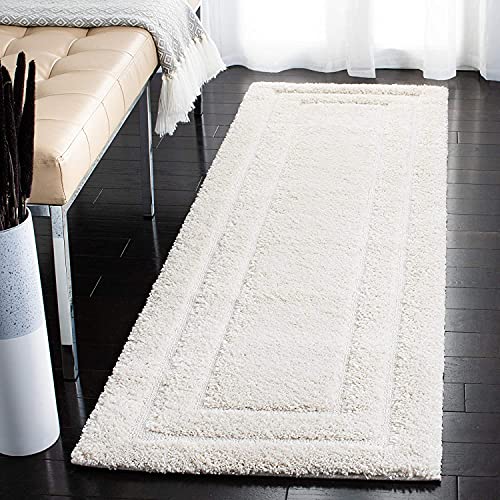 Image of (Pack of 2 Rectangular Box Shaggy Carpet for Living Room, Bedroom, High Low Design Finish Microfiber 2 in Pile High, 1.6x5 Feet Runner Cream|Cream Color