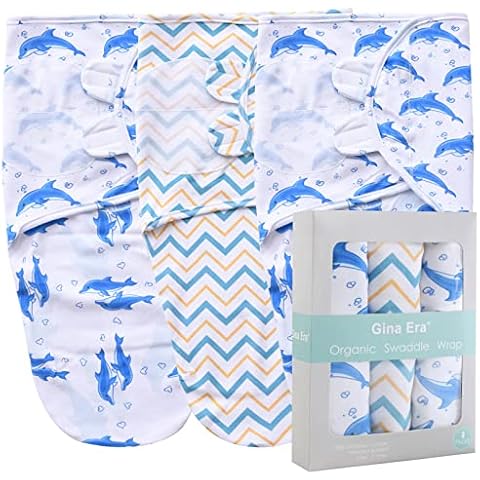 Gina Era Baby Swaddle Blanket, Newborn Swaddle 0-3 Months, Easy Adjustable 3 Pack Infant Sleep Sack for Baby Girl and Boy(Blue) Cover
