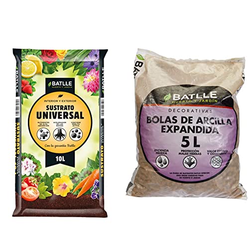 Sustrato Universal 10l. - Plantas de Interior y Exterior + Sustrato Bolas Arcilla Expandida 5l