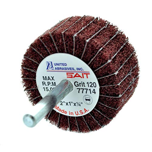 United Abrasives SAIT 77714 2x1x1/4 Non-Woven Interleaf Flap Wheels Very Fine 120 Grit, 10 Pack