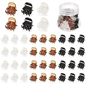 36 PCS Mini Hair Claw Clips for Women, 0.6 Inch Plastic Small Hair Jaw Clip Claws for Long Hair Kids Girls Hair Styling Gifts (Black, Brown, Clear)