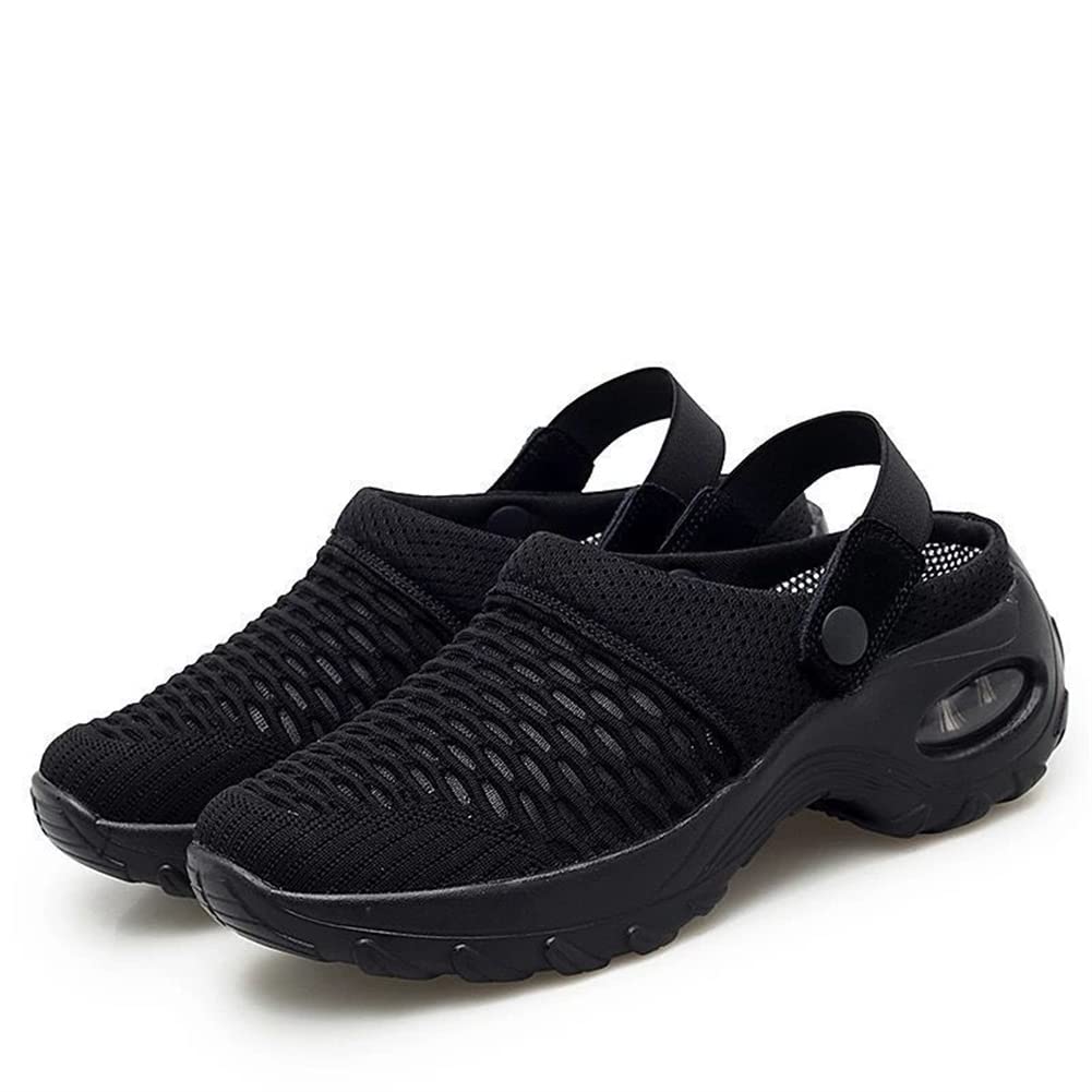 MISHUOWomens Mesh Garden Shoes Breathable Casual Air Cushion Slip-on Shoes Running Jogging Sneakers Ladies Nursing Work Air Shoes