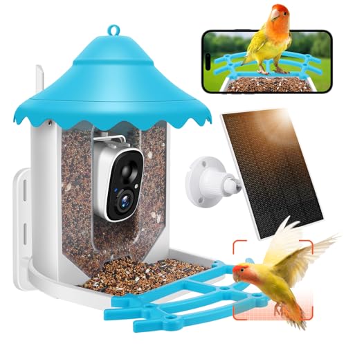 2K HD Smart Bird Feeder Camera with Solar Power, AI Bird Species ID, Auto Video Capture, Instant Notifications, SD&Cloud Storage
