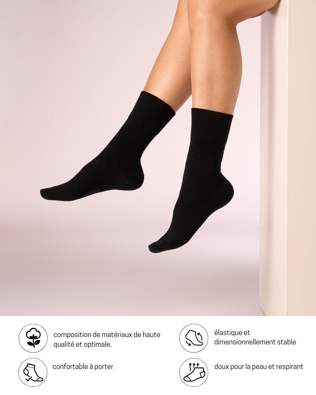 Lot de 10 Paires Chaussettes Diabetiques Homme Femme Coton sans Elastique & sans Couture