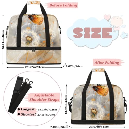 Large Weekender Overnight Bags Art Abstract Butterfly Travel Duffel Bag for Women Men Gym Bag With Shoe Compartment Foldie Travel Tote Bag Carry On Personal Item Bag for Travel Gym Sports2